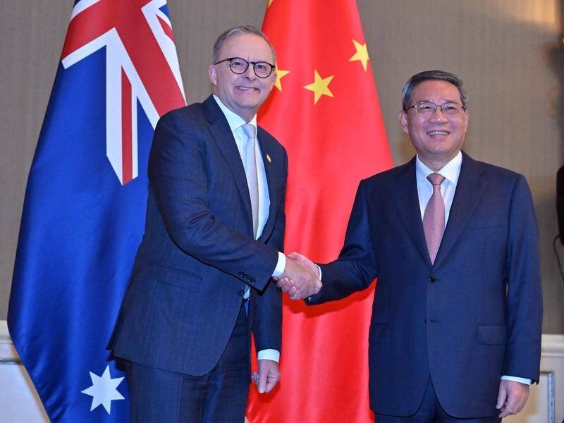 Anthony Albanese confirmed he will visit Xi Jinping after a meeting with second-in-command Li Qiang. (Mick Tsikas/AAP PHOTOS)
