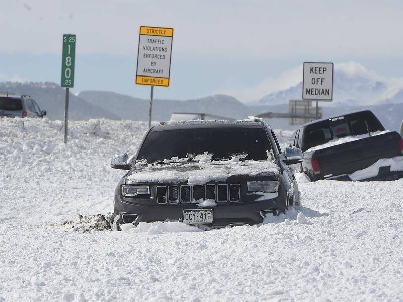 A heavy blizzard shut down Interstate 25, one of Colorado's main arteries.