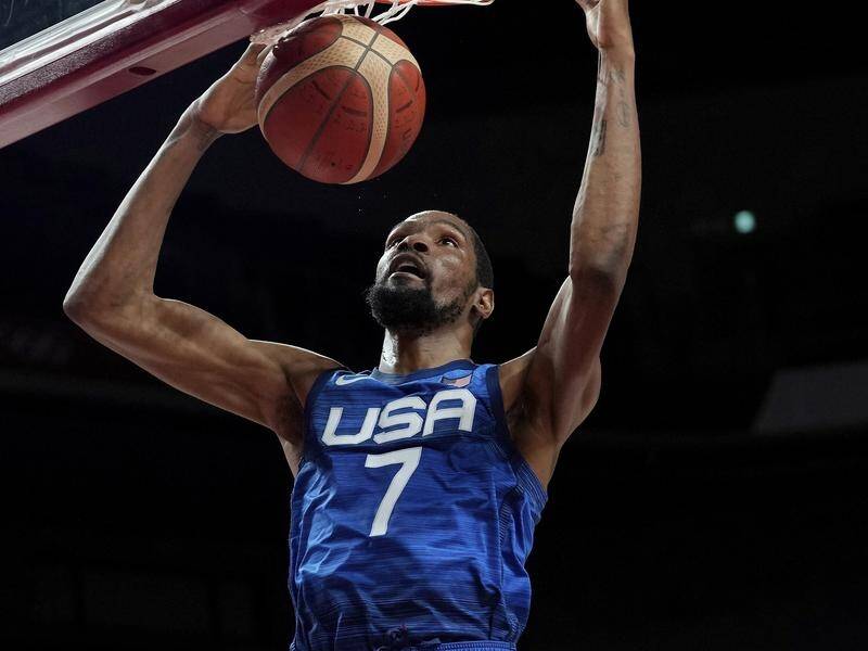 A resurgent Kevin Durant, here dunking against Spain, poses the biggest threat to the boomers.