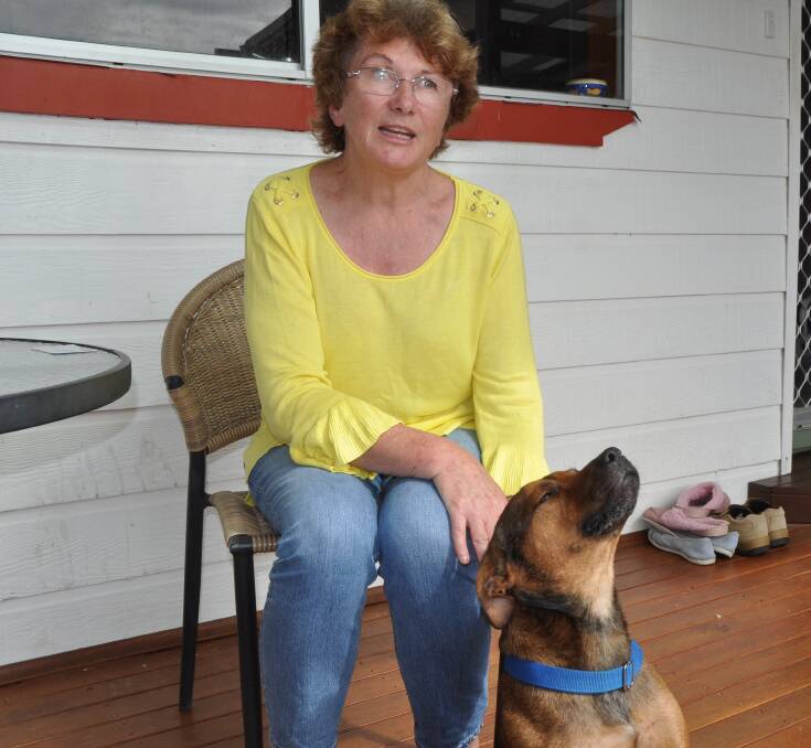 President of the Friends of Kempsey Pound, Marion Crowley, with Rocco the dog. Photo: Stephen Katte 