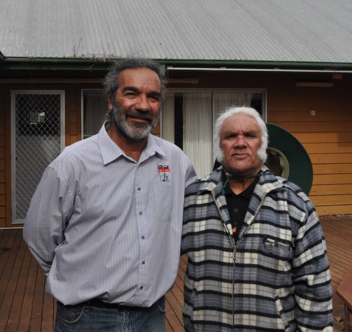 Greg Douglas, CEO of the local Aboriginal Land Council, and Kinchela Boys' Home survivor Colin Simon Davis. Photo: Stephen Katte