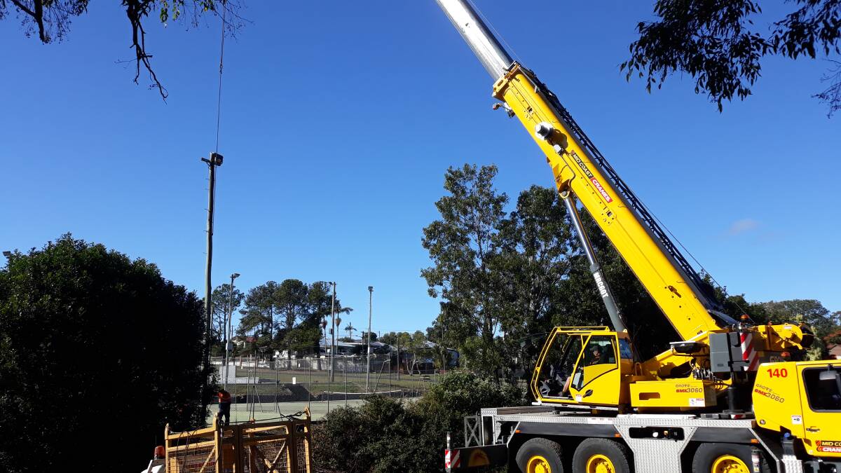 Local businesses Powerlogic and Dune's Cranes have both provided their services to Kempsey Tennis Club. Photo: Supplied 