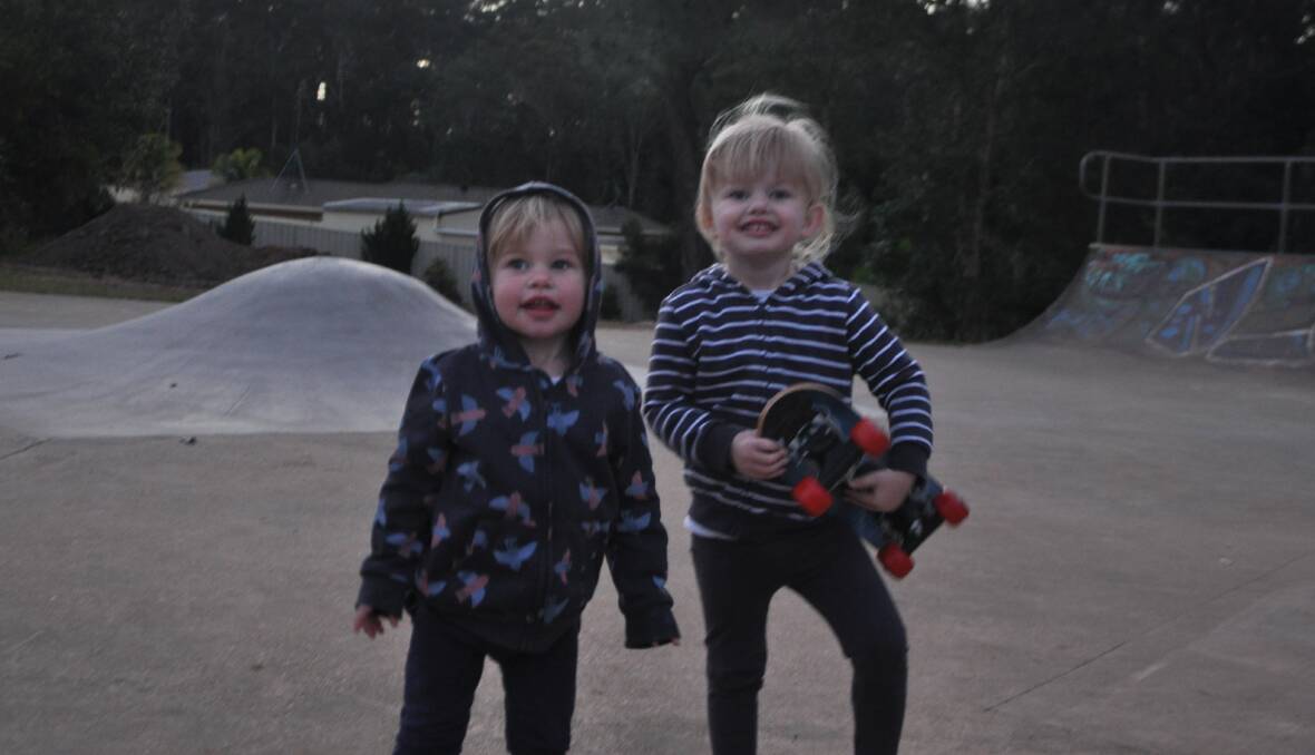 SISTERS: Sophie and Emma started skating just in time to take advantage of the new ramps at the park. Photo: Stephen Katte 