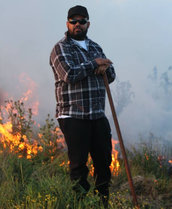 Les Lockwood was part of the Thungutti team undertaking their first cultural burn recently. Photo: Denni Scott Davis
