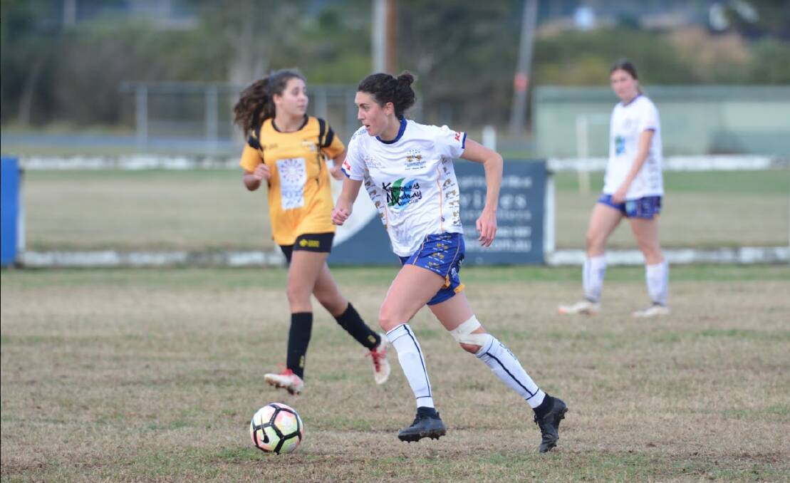 Emma Tamblyn performs a dual role as both coach and player for the Rangers Football Club. Photo: Penny Tamblyn