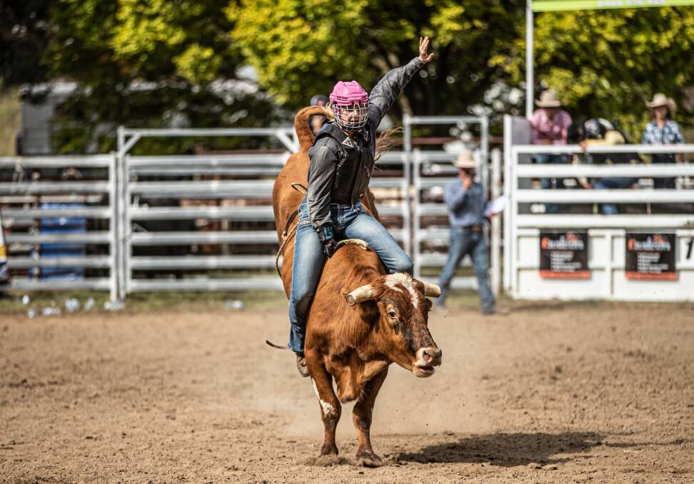 Bobbi recently took third place at a the under 18s bull ride in Bendemeer. Photo: Tyler Parmer 