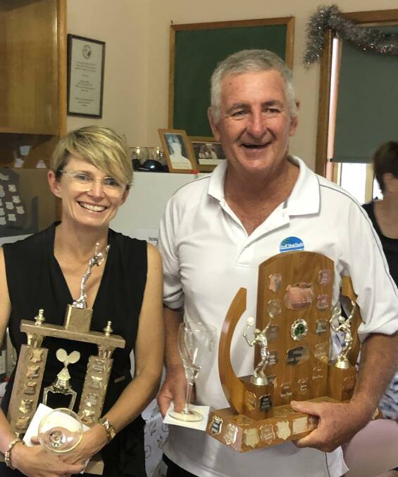 Michelle Ferguson and Bruce Picker are the Female and Male South West Rocks Tennis Club champions for 2019. Photo: Supplied 