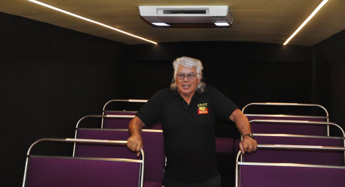 The back half of the former Busways vehicle has been converted into a cinema. Photo: Stephen Katte 
