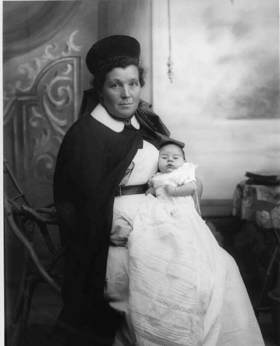Nurse Mary Kirkpatrick with baby Catherine Ramsay. Photo: Angus McNeil Collection, MRHS