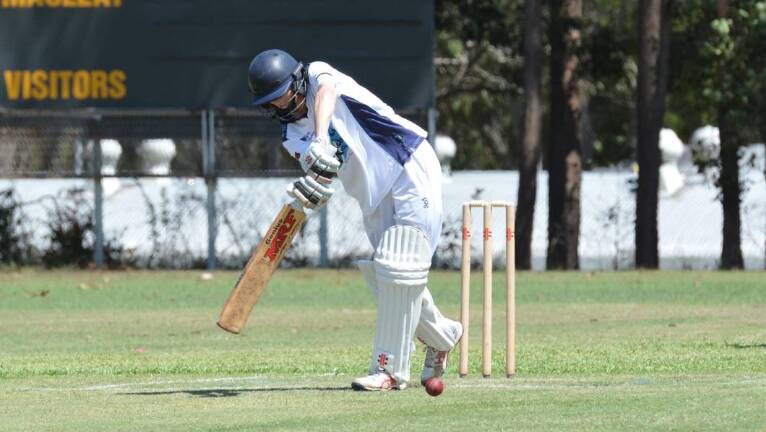 OFF THE LEGS: A Nulla Premier League player drives the ball onto the leg side of the field. Photo: Penny Tamblyn