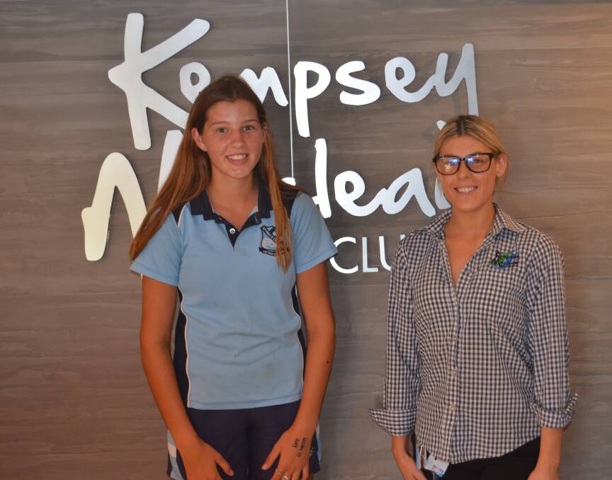 November Sportsperson of the Month Ruby Trappel with Jess from the Kempsey Macleay RSL Club. Photo: Lachlan Harper 