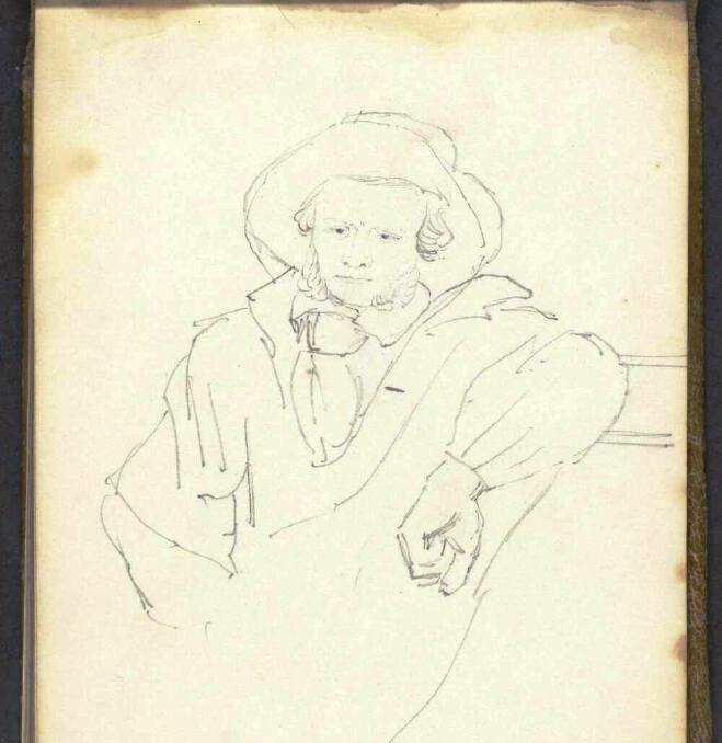 Annie Baxter's sketch of a gentleman friend from her sketchbook. Photo: State Library of NSW 