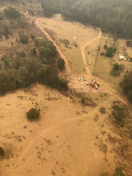 An aerial shot of the evacuation site. Photo: Supplied 