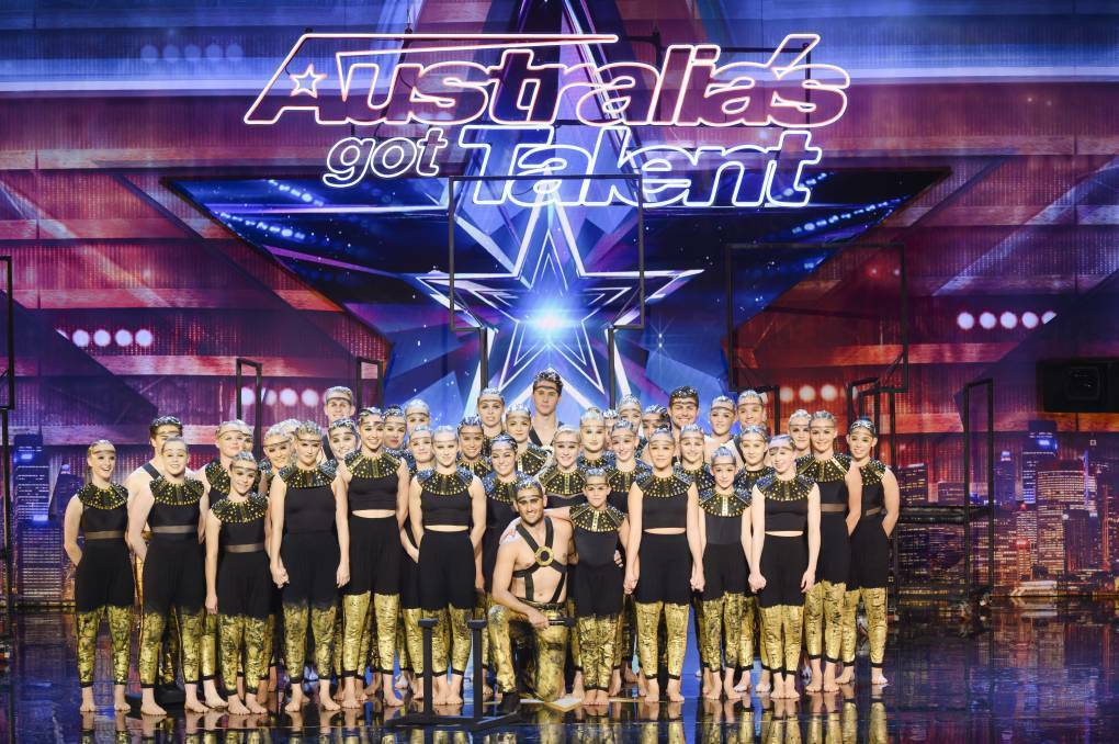 Beau Millar on the Australia's Got Talent stage with his performance troupe Akrobatika. Photo: Contributed