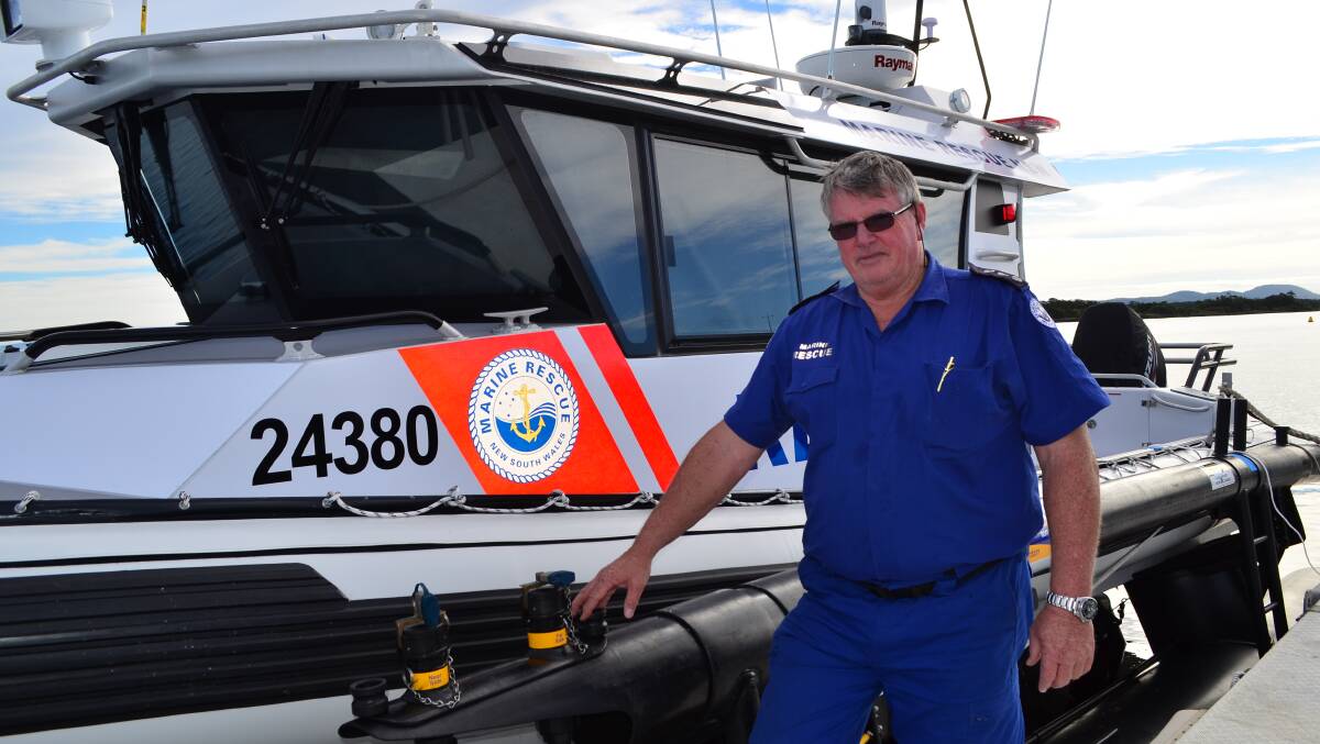 Marine Rescue NSW Trial Bay Skipper Chris Mainey pictured with the unit's rescue boat