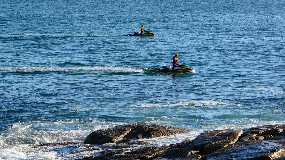 SWR Surf Lifesaving club jet-skis search for the missing man near Trial Bay.