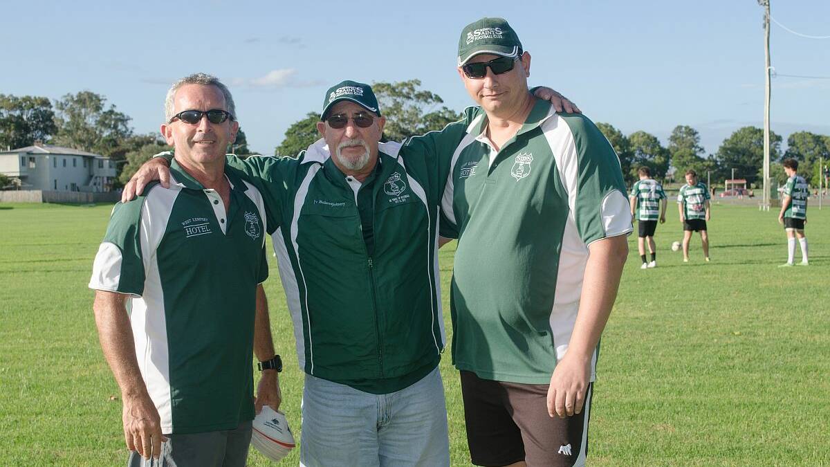 New era: New Kempsey Saints coach Barry Horsfall (centre) with Kevin Sinclair and Luke Flanagan at the club's ground on Tuesday.