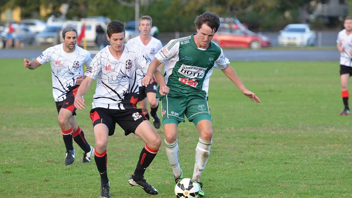 Tough game: Kempsey Saints' Jarrod Witheridge in control, but his side went down 4-0 to the Camden Haven Redbacks