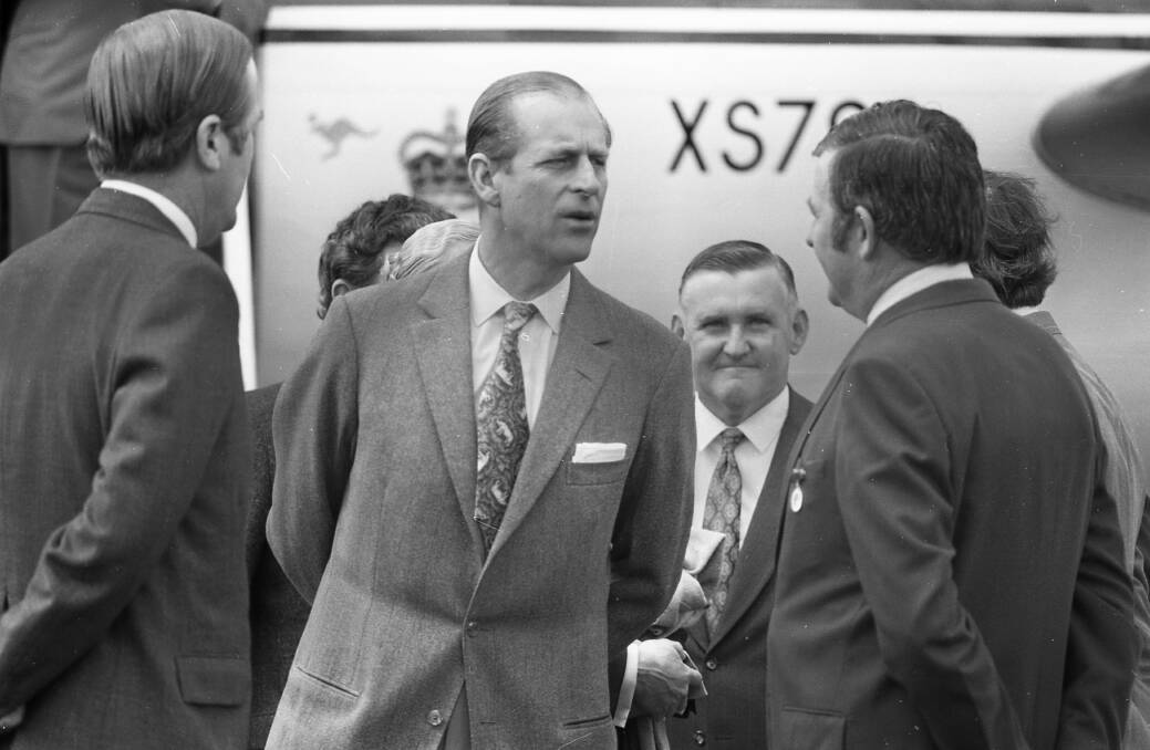 Prince Philip during a brief visit to Taree in 1973. Photo: File 
