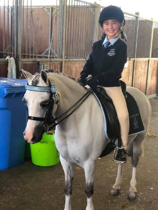 Maddison Ball riding her pony Pixi at the NSW Interschool Equestrian Championships.
