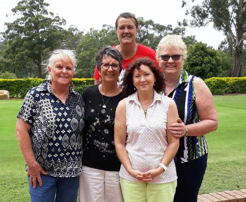 2018 Gross and Nett Club champions: Pam Bruce, Nancy McNamara, Nell Campling, Polly Ransfield and Wendy Rogan. Photo: Supplied.