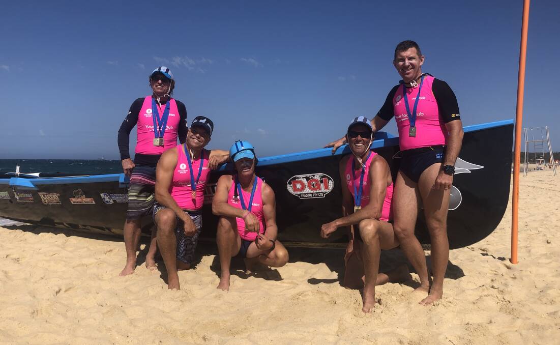 Taste of gold: Steve Pellen, Simon Tamblyn, Mick Conomos, Austin Northey and sweep Gavin Burkes claimed gold at the state finals. Photo: Supplied.