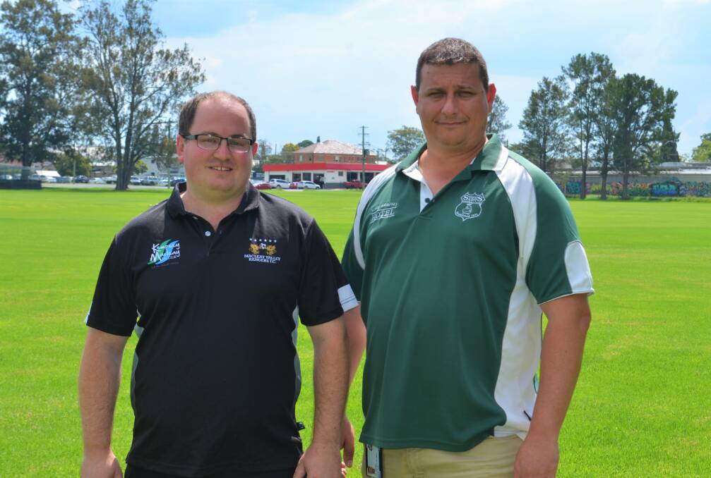 New League: Macleay Valley Rangers president Ashley Williams and Kempsey Saints president Luke Flanagan will push for a team in the Coastal Premier League. Photo: Callum McGregor.