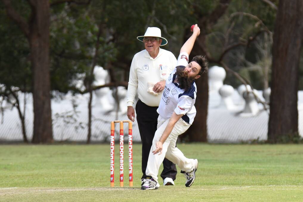 Spin: Nulla captain Ben Taylor in motion of sending the ball down the pitch in a match earlier this season. Photo: Penny Tamblyn.