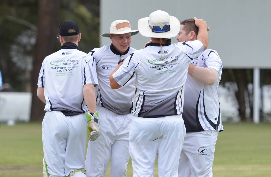 Celebration: Rovers celebrate picking up a wicket earlier this season. Photo: Penny Tamblyn.