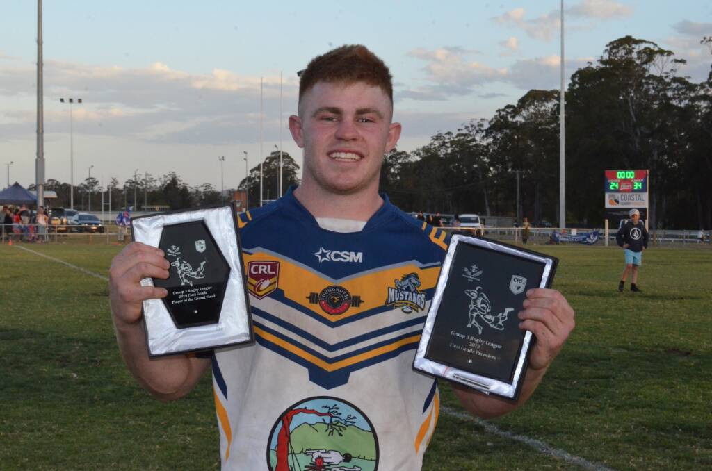Josef Barber was presented the man of the match award for his performance in the 2019 Group Three Rugby League grand final. Photo: Callum McGregor