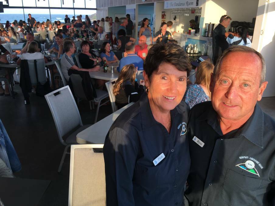 Pam and Ross Foster at the Kempsey Crescent Head Nippers Sippers Sunday NRL grand final afternoon in 2017 at Crescent Head Surf Life Saving Club.