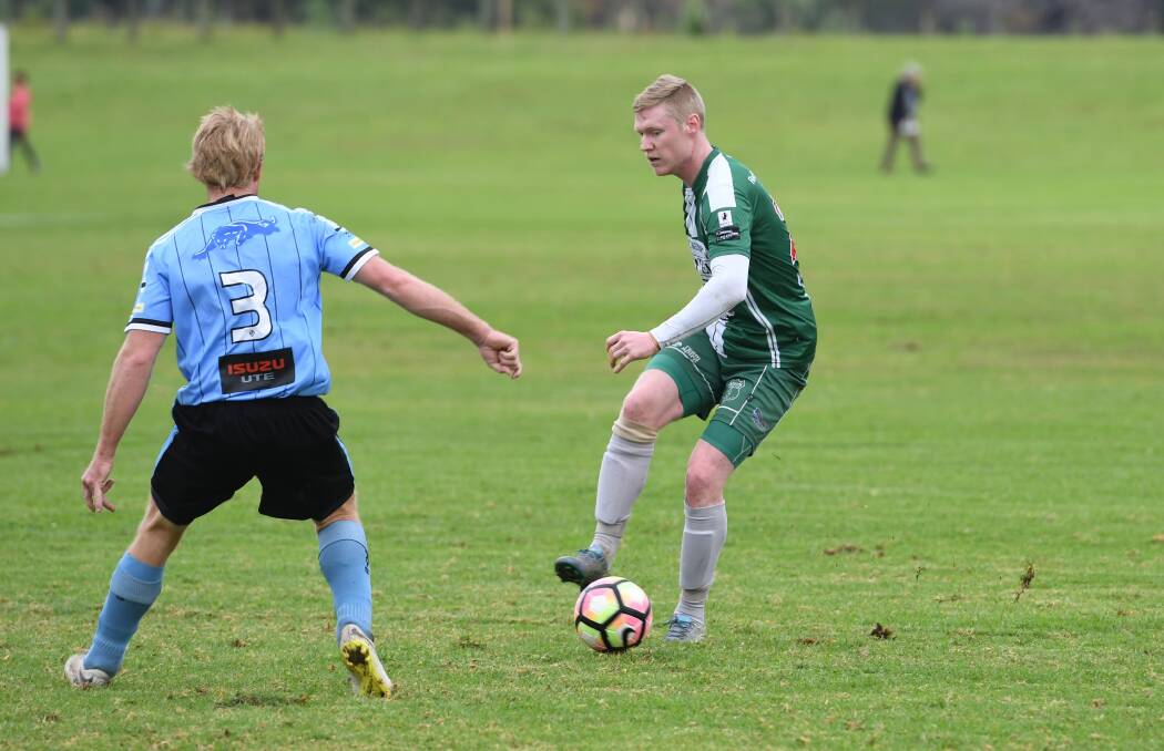 Defender: Kempsey Saints player Troy Ward controls the ball in a match during the regular season in 2017. Photo: Penny Tamblyn.