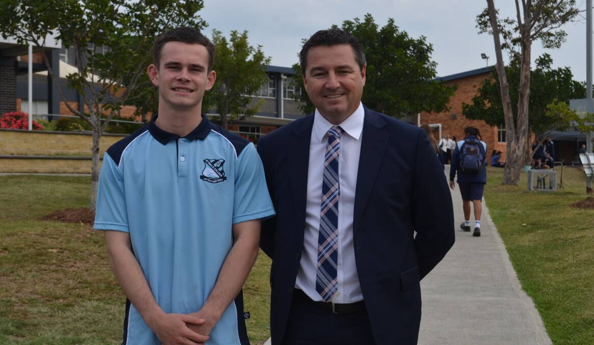 Harry Nemme with the Federal Member for Cowper Pat Conaghan. Photo: Callum McGregor