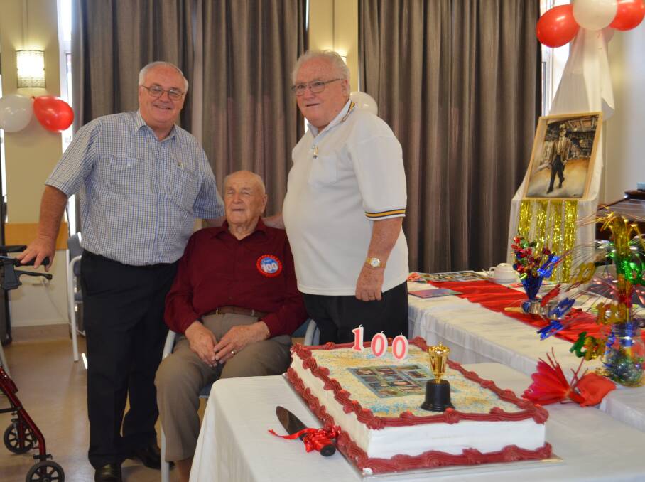 Jack Chapman celebrated his 100th birthday at Vincent Court today and his sons Phillip and Tom were in attendance. Photo: Callum McGregor