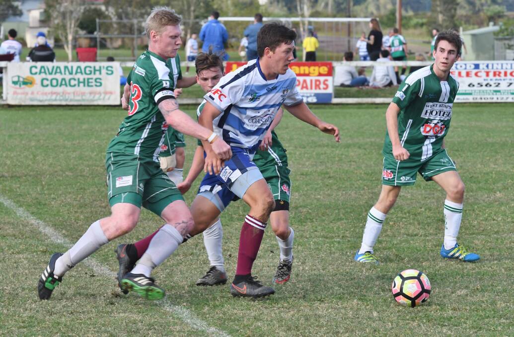 Who will win bragging rights in 2018?:The Kempsey Saints and Macleay Valley Rangers in the midst of a local derby last year. Photo: Penny Tamblyn.