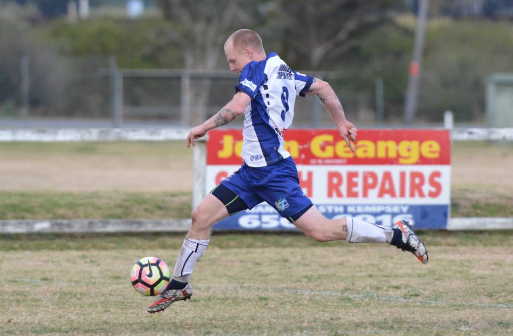 Goal bound: Rangers' striker Andrew Potter controls the ball on his way to scoring a goal against Port United in last week's semi-final. Photo: Penny Tamblyn.