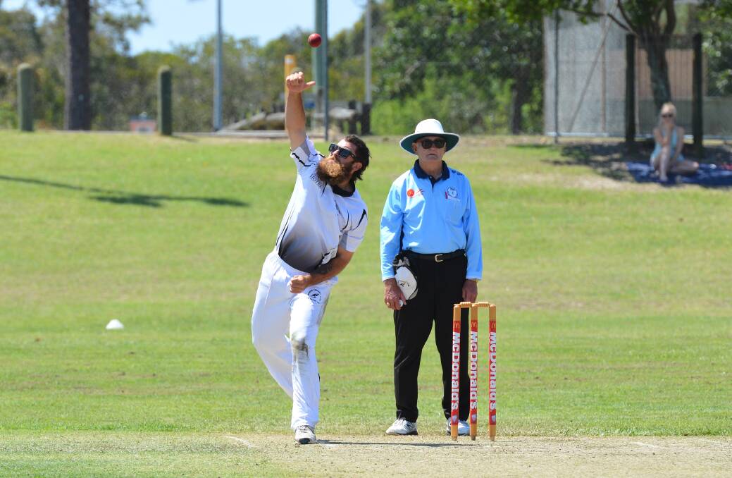 Turn: Callan McKiernan bowls spin for Rovers against the Port City Leagues Magpies. Photo: Penny Tamblyn.