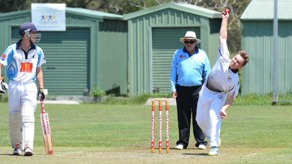 Straight arm: Jackson Korn bowls the ball in a match against the Port City League Magpies earlier this season. Photo: Penny Tamblyn.