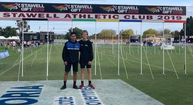 Speedsters: Jarno Dolezal and Carson Hudson competed at the Stawell Gift on the weekend. Photo: Supplied