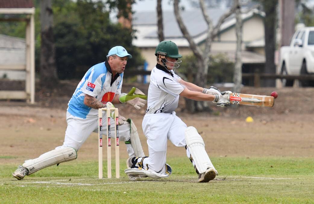 Lachlan Dowling smashes the ball onto the leg side. The in-form player won't be in action this Saturday
