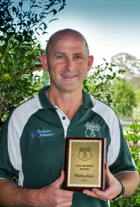Life membership: Matthew baker earned the Kempsey Saints Football Club's most prestigious award after being a part of the club for 14 years. 