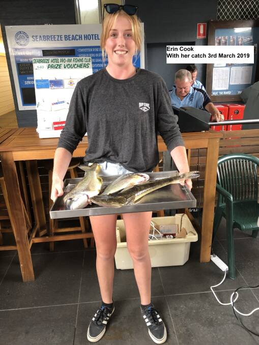 Erin Cook with her catches at the latest Seabreeze Beach Hotel fishing competition.
