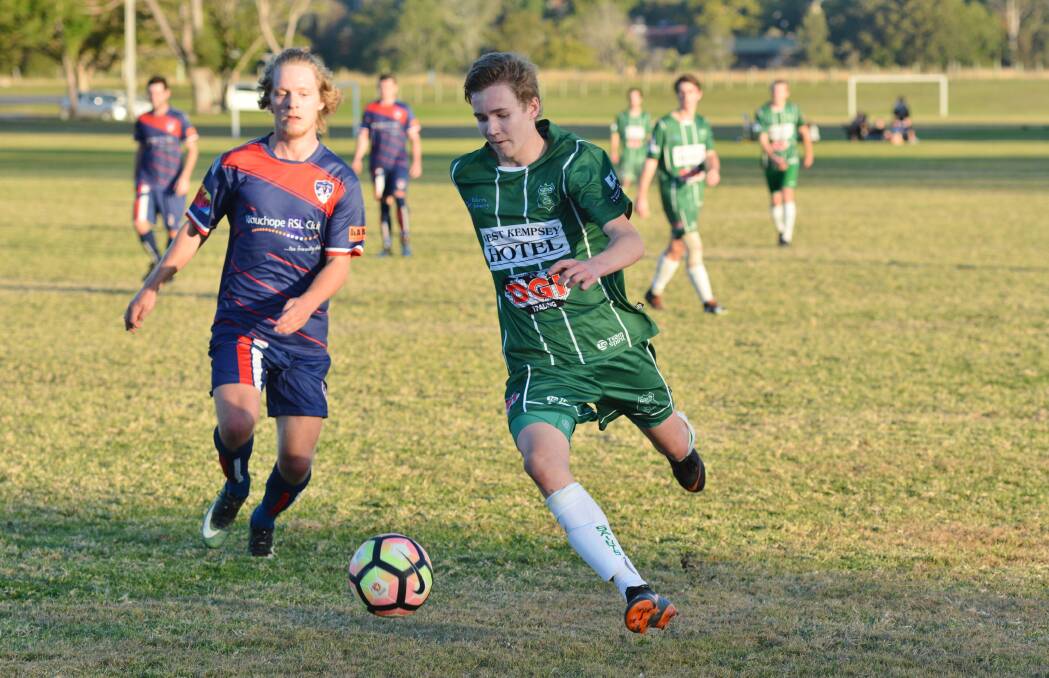 Speed: A Kempsey Saints player is first to the ball in their match against Wauchope earlier this season. Photos: Penny Tamblyn.