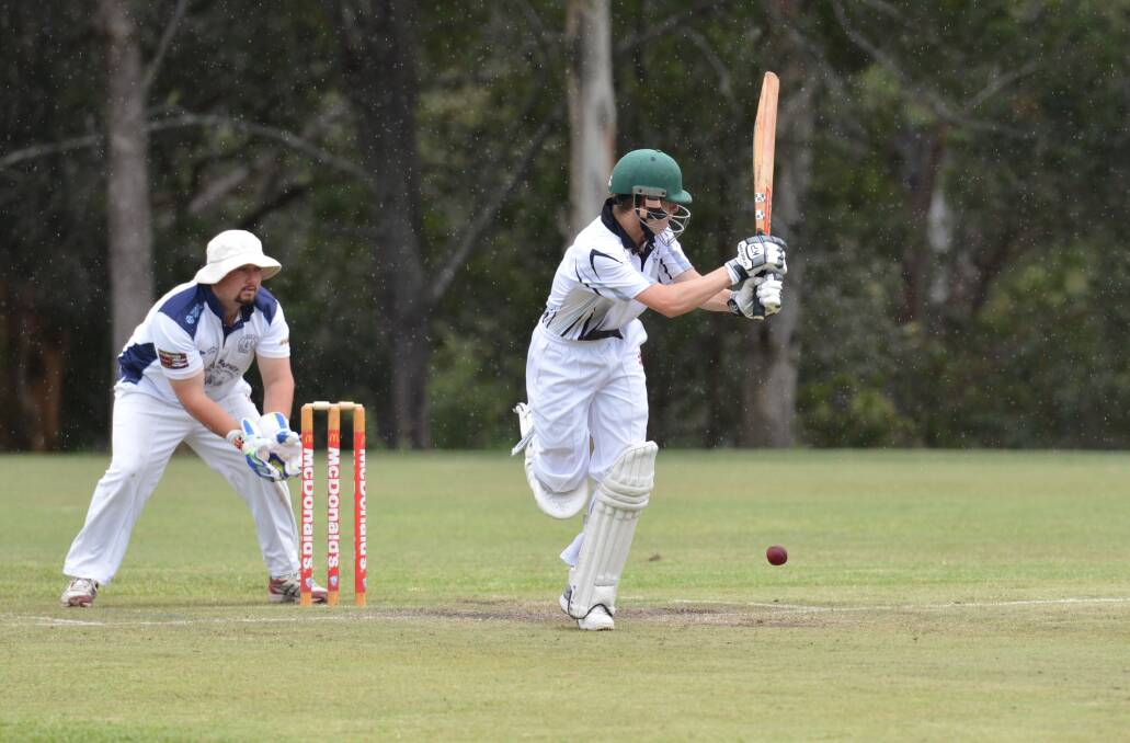 Contact: A Rovers batsman plays the ball off his legs in a match against Nulla earlier this season. Photo: Penny Tamblyn.