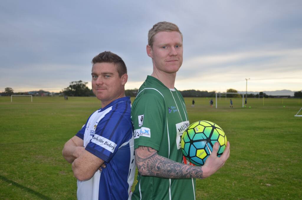 Extra incentive: Macleay Valley Rangers captain Paul Thurlow and Kempsey Saints captain Troy Ward are expecting a tight battle in the local derby. Photo: Callum McGregor.
