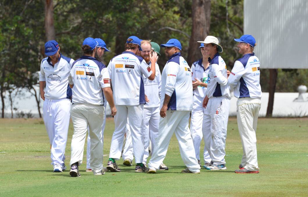 Jubilation: Nulla Premier League side celebrate a wicket against Rovers last Saturday. Photo: Penny Tamblyn.