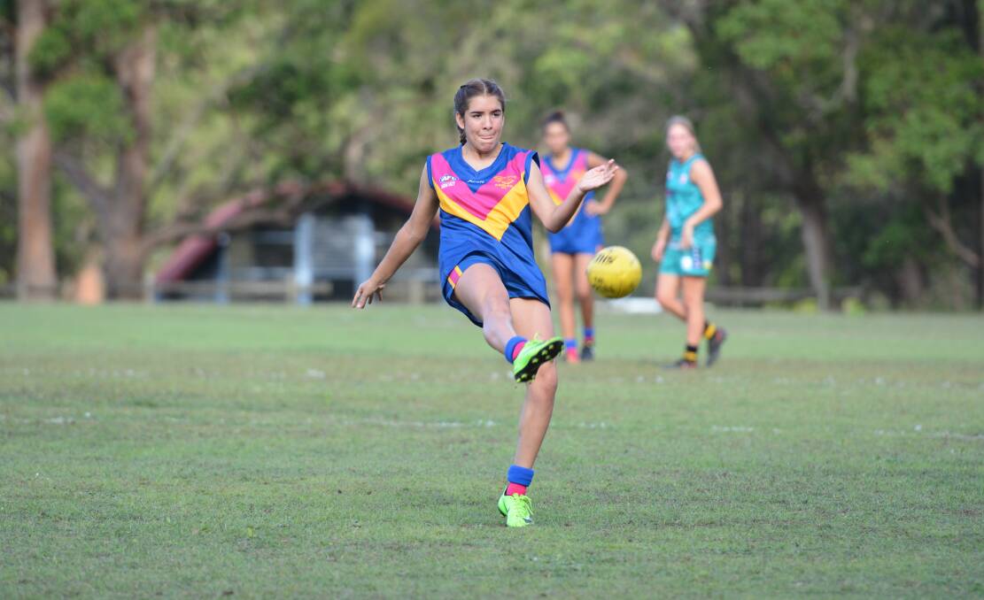Long kick: The Macleay Valley Eagles Youth Girls side is through to the finals series. Photo: Penny Tamblyn.