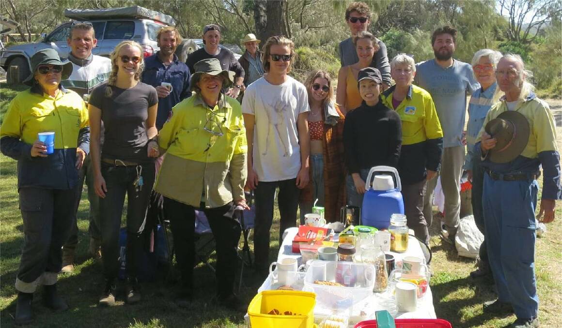 The Crescent Head dune care team enjoy a well earned beverage after a recent clean up.