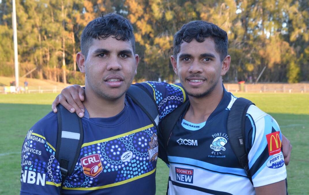 Siblings: Brothers Stephan (left) and Owen Blair after facing off in the Group Three Rugby League grand final. Photo: Penny Tamblyn.