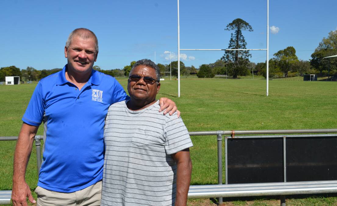 Old boys: David MacColl and Johnny Smith played for the Mustangs in the '80s and '90s. Photo: Callum McGregor